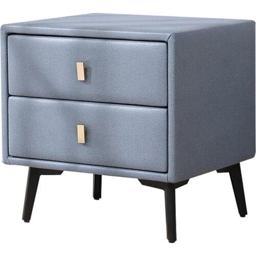 Modern Bedroom Nightstand Light Luxury Nordic Bedside Night Table Movable Storage Cabinet Locker Desk with 2 Solid Wood Drawers