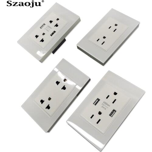 Szaoju Wall Socket Luxury 2.5D Crystal Glass Panel Multi Function,15 Amp US Standard Duplex Receptacle, 110v-127v-250v Adaptable
