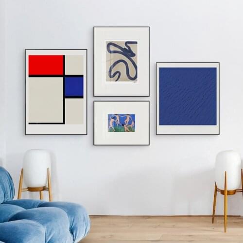 Vintage Composition with Yellow Blue and Red Posters and Prints Canvas Painting Wall Art Picture for Living Room Home Decoration