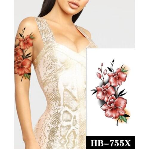 Waterproof Temporary Tattoo Sticker Watercolor Plum Blossom Leaves Fake Tattoos Flash Tatoo Arm Legs Neck Body Art for Women Men