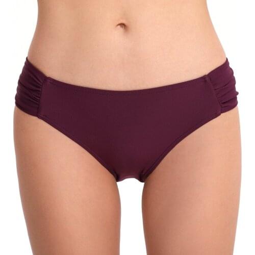 Womens Vintage Mid Waist High Stretchy Pleated Side Swim Briefs Two Piece Separate Swimming Shorts Sexy Triangular Purple,Green