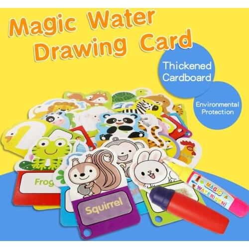 30pcs/Set Animal Theme Magic Water Drawing Card Board with Water Pen Painting Coloring Book for Kids Education Toys Gift