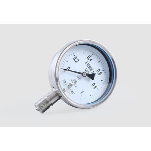 4" 100mm Y100BF all stainless steel manometer , lower mount High temperature pressure gauge Anti-corrosion and shock-proof