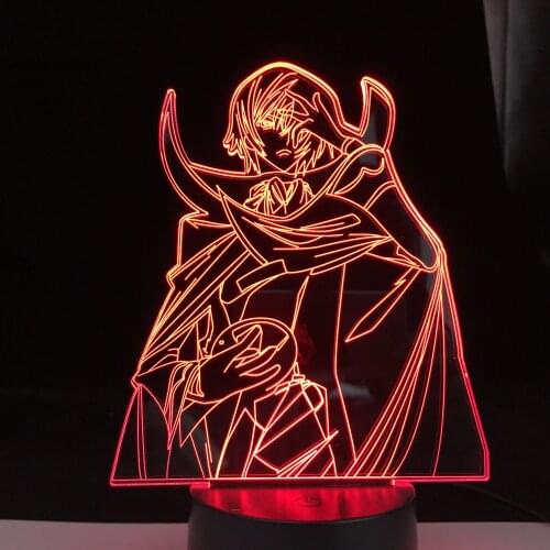 Anime LED Night Light Code Geass Lelouch Lamperouge 3D Lamp for Kid Room Decor Nightlight Child Birthday Gift Lelouch Lamperouge