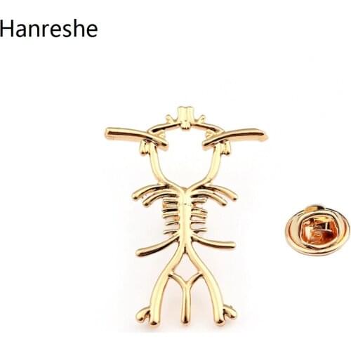 Hanreshe Classic Medicine Human SkeletonBone Brooch Pins Gold Silver Color Metal Medical Lapel Backpack Badge for Doctor Nurse
