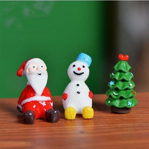 Kawaii Christmas Snowman Sant Claus Tree Miniature Figurine Bonsai ornament home decoration fairy garden DIY resin craft figures