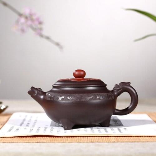 Sand Pot Ceramic Handmade Teaware Gift Customized Kungfu Teaware Gift Box Wholesale Tripod Dragon Ding Gu Pengcheng