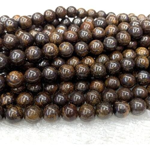 15.5" High Quality Natural Genuine brown gold bronzite Round Loose Beads 4-12mm 06372