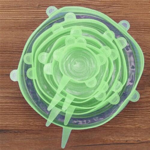 6pcs SAFETY Silicone Stretchy Round Seal Lids Pot Bowl Covers Food Storage