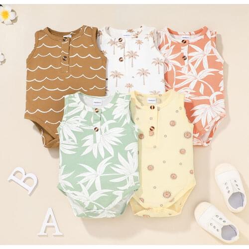 Summer Baby Onesie Toddler Girls Cotton Bodysuits Baby Boys Clothing Newborn Leaf Out Clothes 0-12m