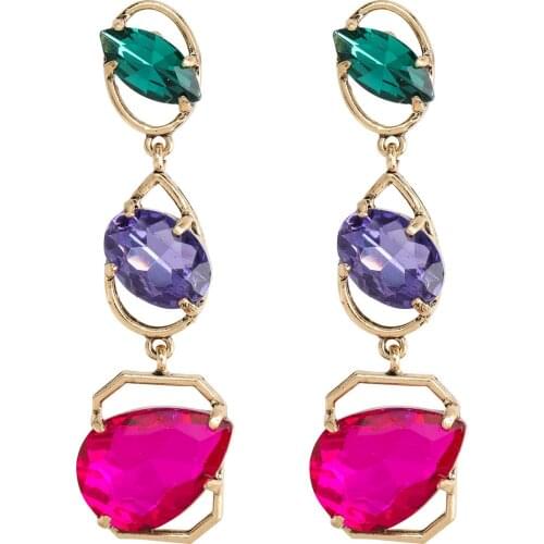 LUBOV Fashion Glass Long Earrings Blue Dangle Earrings Bijoux Acier Inoxydable Femme Earrings For Women 2020 Dropshipping