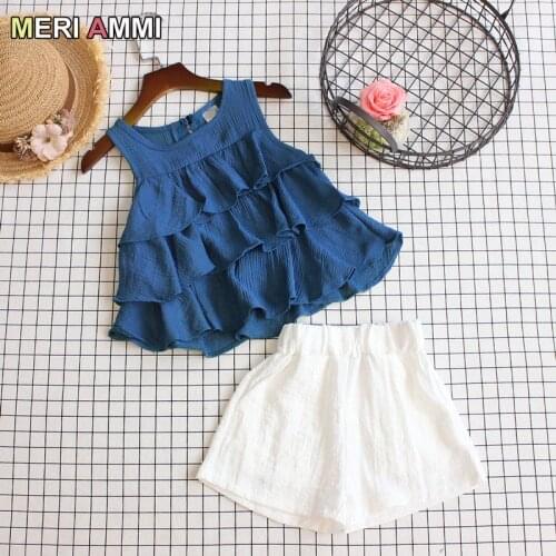 MERI AMMI 2pcs Oufit Children Girl Clothing Set TuTu Vest +Shorts Bottom Outwear