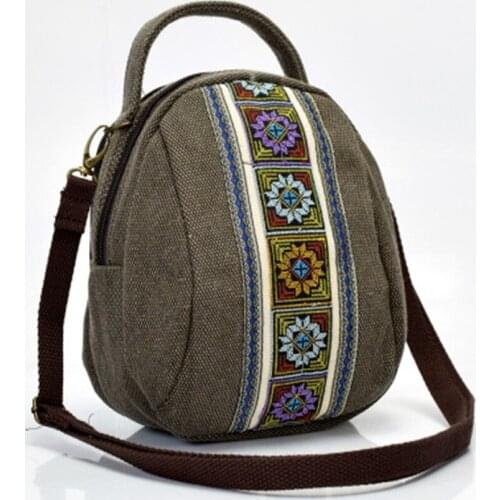 Chinese style 2019 new embroidery flower mini bag mobile phone bag diagonal hand coin purse vertical section 6 inch two layers