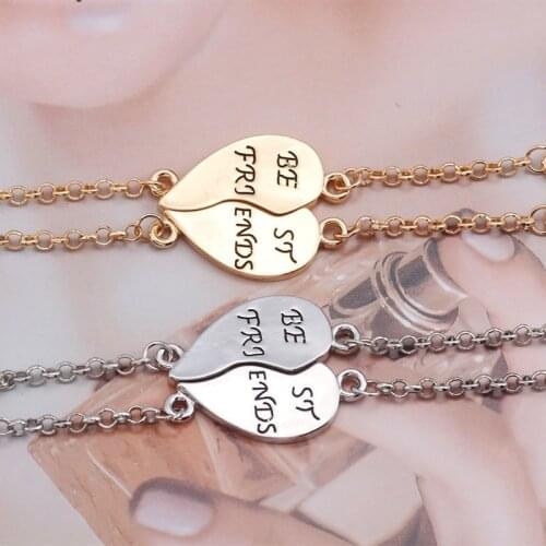 Trendy Best Friends Bracelet Puzzle Heart Bangle For Women Gold BFF Bracelets & Bangles Charms Jewelry Xmas Gift