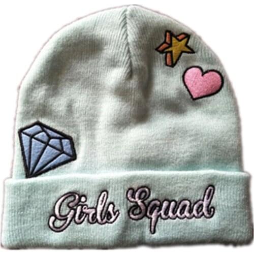Cartoon cute heart Pentagram diamond Computer embroidery thick Hat Knitting Cap Winter Warm Ear protection Fleece Lining Beanies