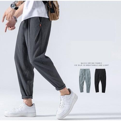 Summer Cotton Linen Harem Men Pants Chinese Style Joggers Men Casual Lightweight Ankle-length Male Trousers Sweatpants