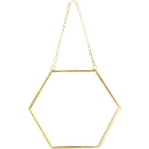 Nordic Minimalist Home Decoration Geometric Shape Gold Brass Hexagonal Mirror Bathroom Mirror Entrance Mirror Makeup Mirror