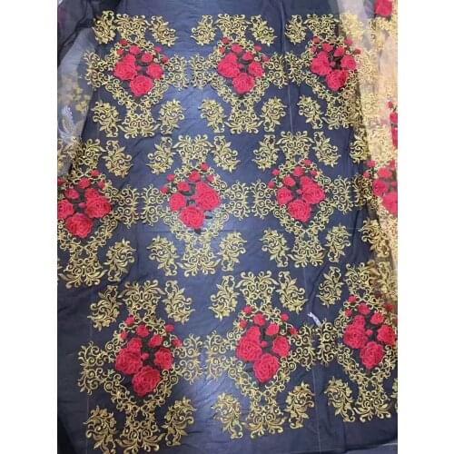 New! African lace fabric gorgeous beige lace Renda fashion French Rhinestone tulle lace for party dress swiss lace 5 yard