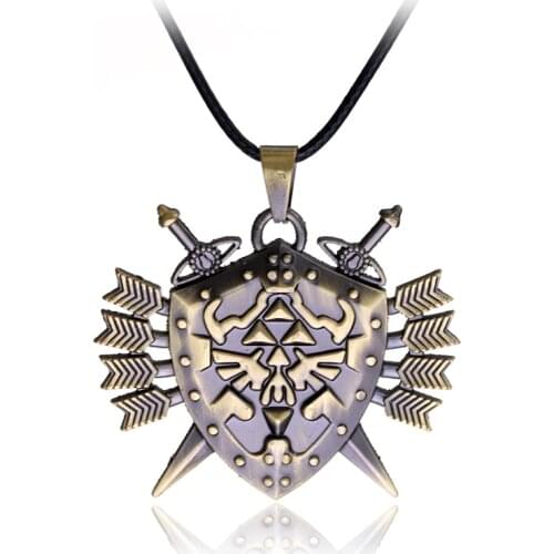 New The Legend of Zeldas Statement Necklace Vintage Shield Metal Alloy Necklace For Men Gift