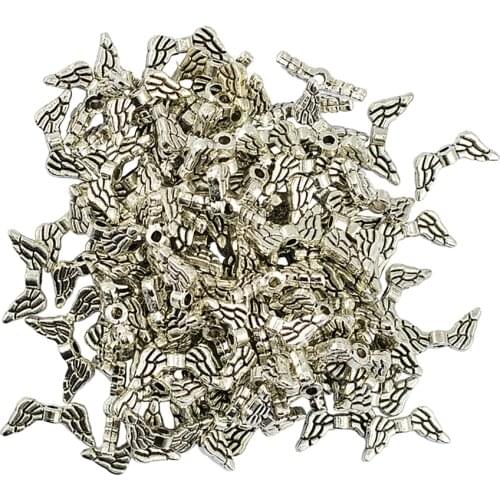 100pcs Angel Wings Shape Charms Pendants for Jewelry Making Crafts 14mm