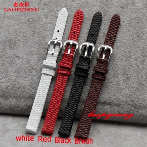 LaopijiangLeather watch band high light chain are small size general watch strap 6 8 watch 10mm white yellow