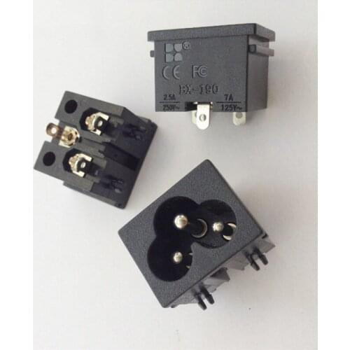 1 Pcs 250V 2.5A 3 Pins IEC320 C6 Male Plug AC Power Inlet Socket