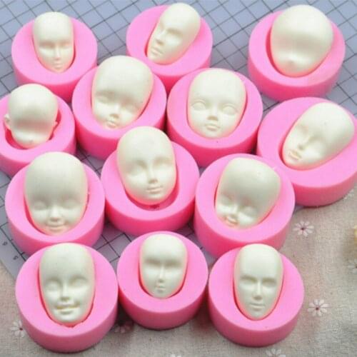 KUXSE Dolls Face Silicone Mold Fondant Molds DIY Cake Decorating Tools Sugarcrafts Clay Chocolate Gumpaste Molds Baking Tools