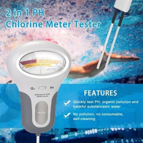W3JE Water Quality Tester 2 in 1 PH Chlorine Meter Tester PH Tester Chlorine Water Quality Testing Device Measuring For Pool