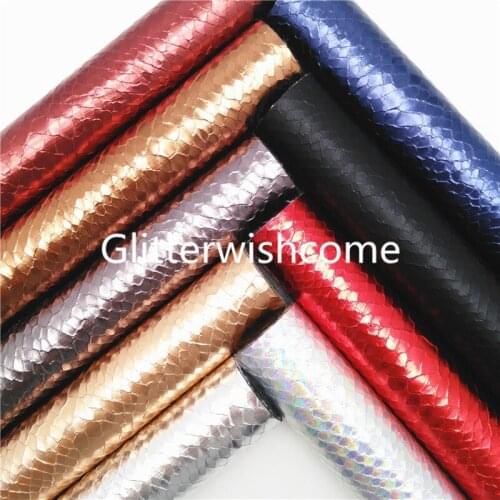 Glitterwishcome 21X29CM A4 Size Metallic Vintage Snake Synthetic Leather with Soft Felt Backing for Bow DIY GM132B