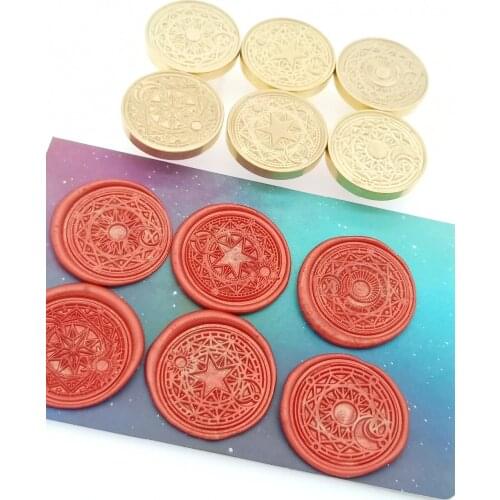1pcs Star Cardcaptor Sakura Power Sun and Moon Magic pattern Gold Plated Wax Seal Stamp sealing wax stamp head