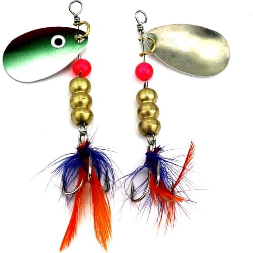 6.3CM-5.7G Rotating Spinner Fishing Lure Spoon Sequins Metal Hard Bait Treble Hooks Wobblers Bass Pesca Tackle