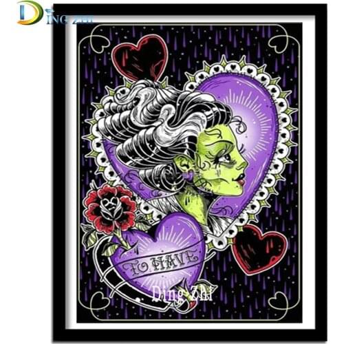 Halloween Woman Diamond Painting Square Round Drill 5D Diamond Embroidery Full Display Love Mosaic Cross Stitch Home Decor Gift