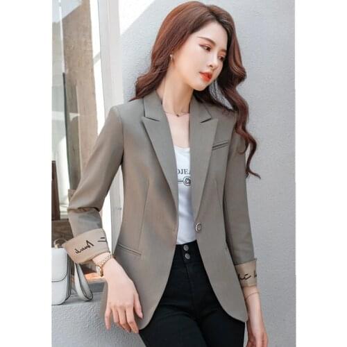 Letter Embroidery Slim Spring Autumn Blazer Oversize Women 2021 Office Elegant Causla New Black Jacket Cardigan Business Coat