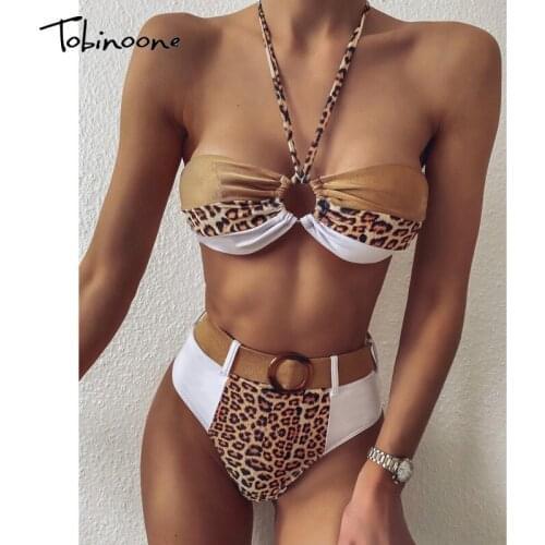 Tobinoone Womens Sexy Bodysuit Backless Leopard Straps New Halter Club Romper Club Beach Wear Playsuit Jumpsuit Women Rompers