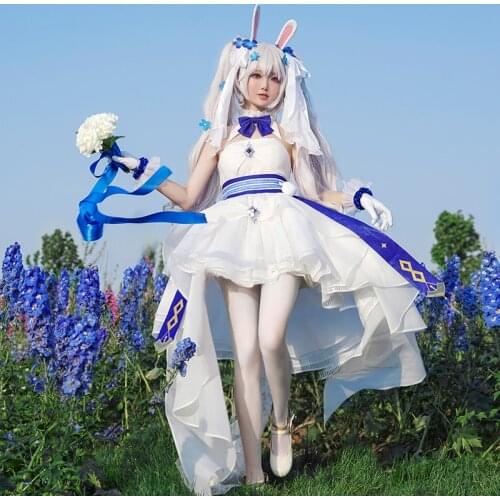Game Azur Lane USS Laffey Wedding Dress Women Fancy Outfits White Formal Dress Halloween Carnival Cosplay Costume