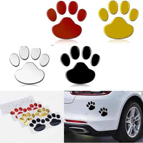 1 pair Car Stickers and Decals Paw 3D Animal Dog Cat Bear Foot Prints Footprint Decal Car Sticker Silver Red Black Golden