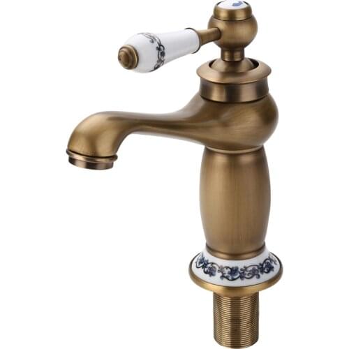 1pc Antique Single Handle Single Hole Brass Faucet Kitchen Hot & Cold Mixer Tap Mayitr High Quality Bathroom Faucet