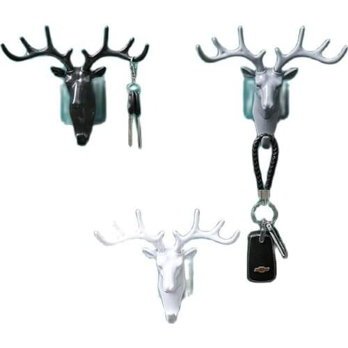 1Pc Antlers wall No trace Hook Animal Decorate Adhesive Clothing Coat Cap Display Racks Home Decoration Wall Storage key hanger