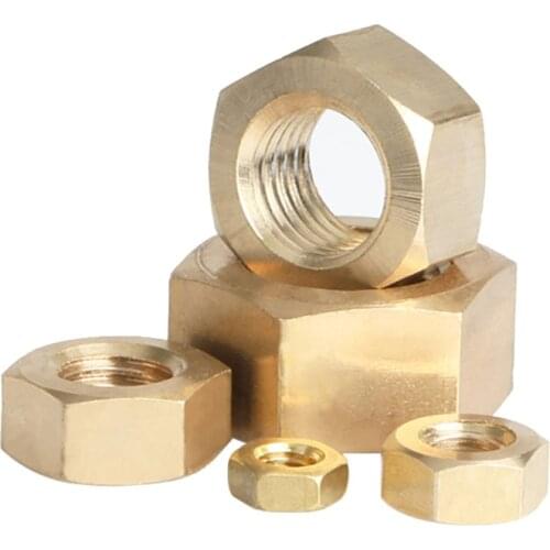 10/20/50/100/200PCS Hex Copper Plating Full Nuts Hexagon M2 M2.5 M3 M4 Metric To Fit Bolts & Screws