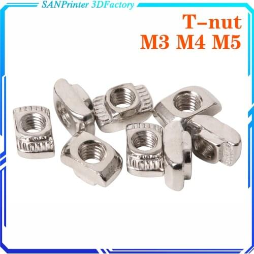 10/20/50pcs M3/M4/M5*10*6 for 20 Series Slot T-nut Sliding T Nut Hammer Drop In Nut Fasten Connector 2020 Aluminum Extrusion