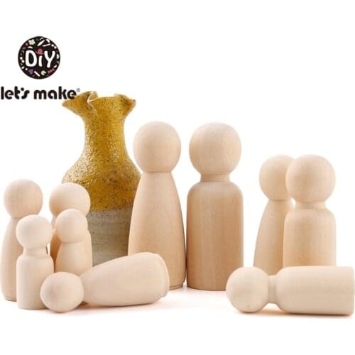 10PCS 65mm,55mm,43mm,35mm Wooden Peg Dolls Girl Boy Wood Dolls Kids Room Decor Handmade DIY Unfinished Wooden Peg Dolls Blank