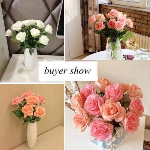 100pcs Artificial Rose Flowers Vivid Real Touch Lint Decorative Flowers Romantic Wedding Fake Flowers Home Decoration Wholesale