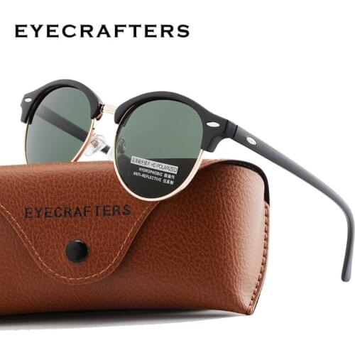 2020 Polarized Round Sunglasses Mens Womens Brand Designer Club Round Glasses Classic Sun glasses Driving Semi Rimless Eyewear