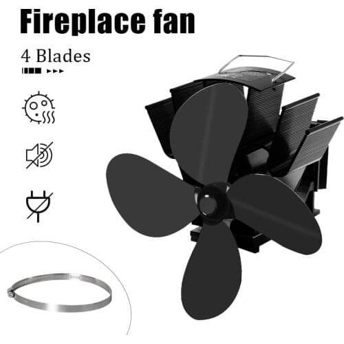 4 Blade Fireplace Fan Super Quiet Bladeless Powered Stove Wood Burner Home Efficient Distribution Natural Gas Fireplace Insert