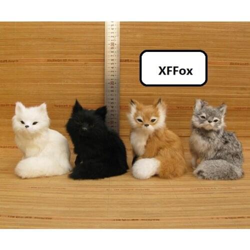 4 pieces a set real life fox models plastic&furs simulation squating fox dolls gift about 12x10x15cm xf1759