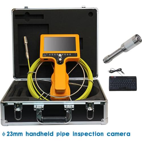7" Color Monitor 23mm Camera 512hz Transmitter Built-in Sewer Pipe Drain Inspection System With DVR Meter Counter Keyboard