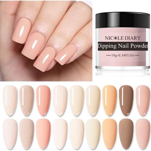 NICOLE DIARY 10g Acrylic Dip Powder Nude Bare Colors Nail Powder Dust Pigment Natural Dry Without Lamp Cured Nail Art Decoration