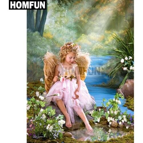 HOMFUN Full Square/Round Drill 5D DIY Diamond Painting "Angel girl" Embroidery Cross Stitch 5D Home Decor Gift A02531