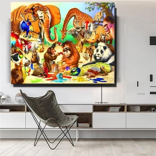 Diy Photo Custom Animal Family Lion Tiger Diamond Painting Full Square round drill resin Mosaic Diamond Embroidery unique TT5600