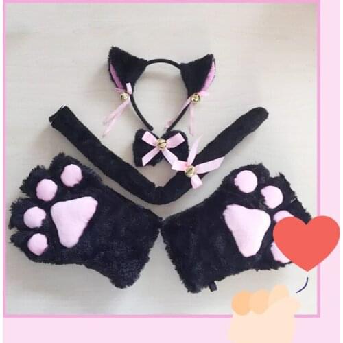 Anime cartoon selling suit cat claw gloves bear claw maid cat girl cat claw bow tie anime accessories cos gloves Headwear set